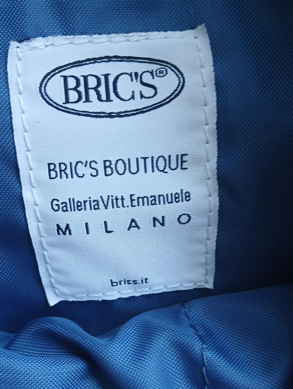 Brics Navy Nylon Backpack with Brown Leather Trim .